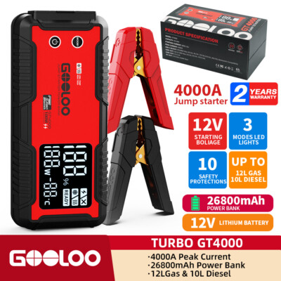 GOOLOO 4000A Car Jump Starter 12V Battery Booster 26800mAh Emergency Booster Powerful Auto Starting Device Power Bank PD100W