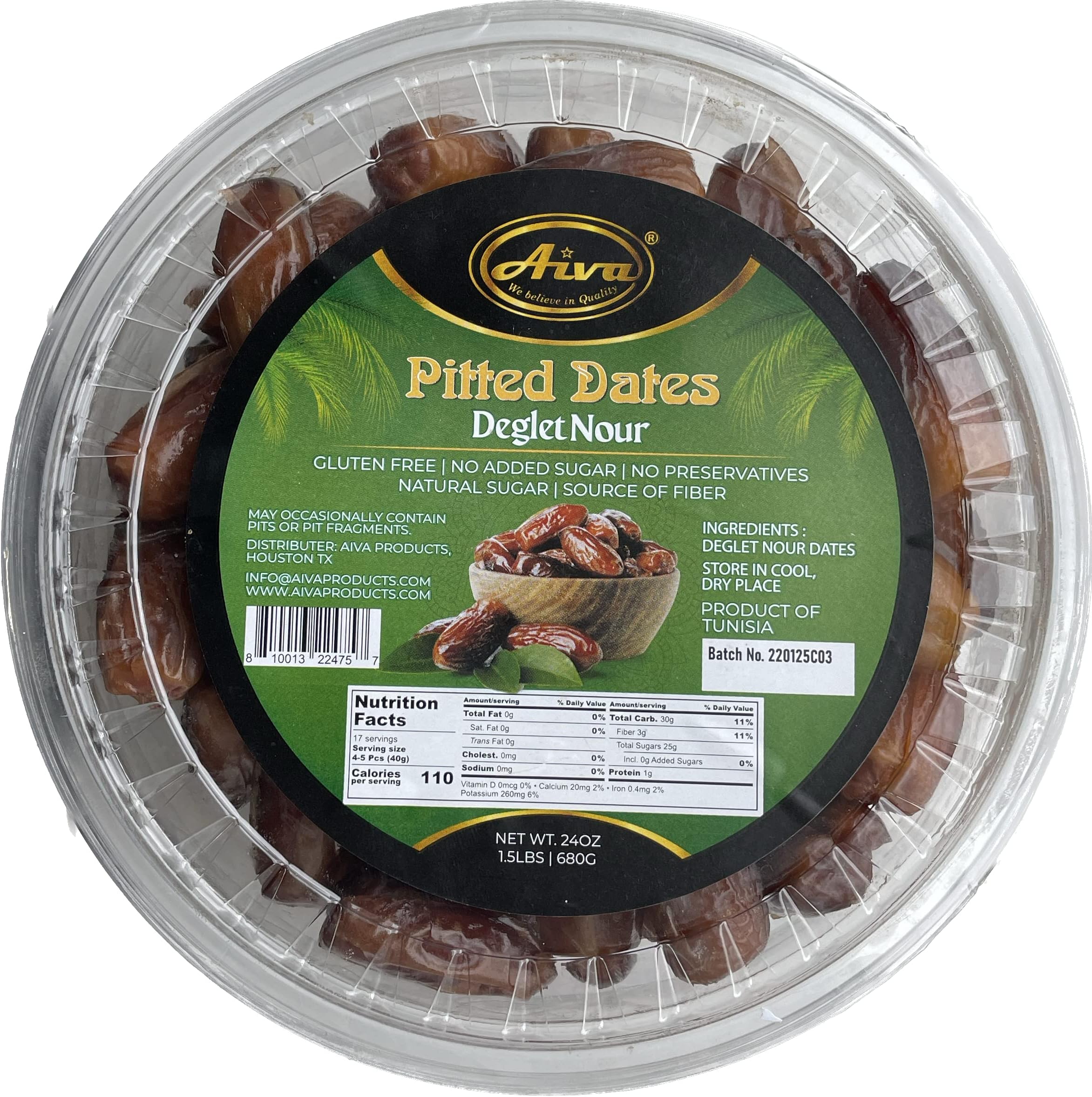 Everland Whole Pitted Dates, 908gm
