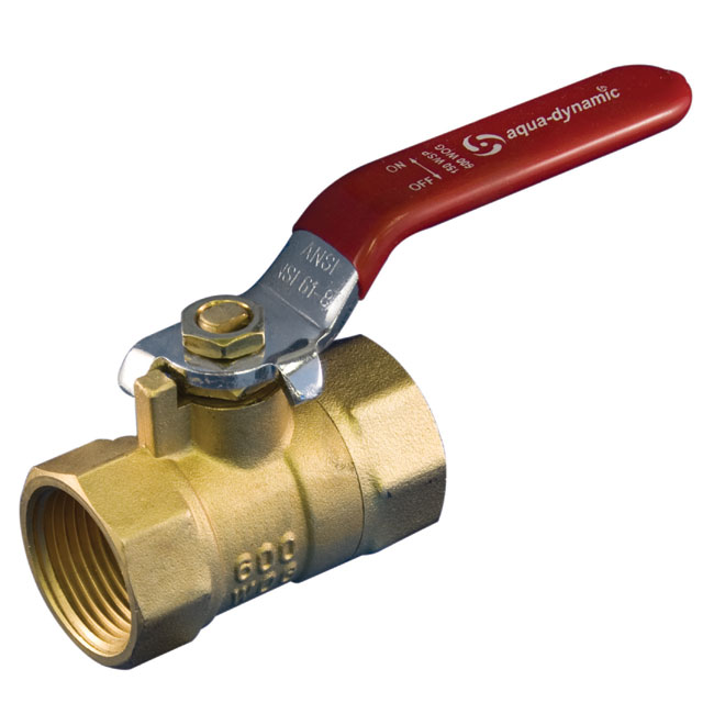 Aqua-dynamic Ball Valve with Straight Handle - Forged Brass - 1/