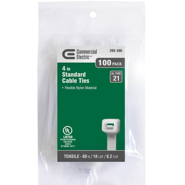 4in Miniature Standard UL 21 Rated Cable Zip Ties 100 Pack Natur